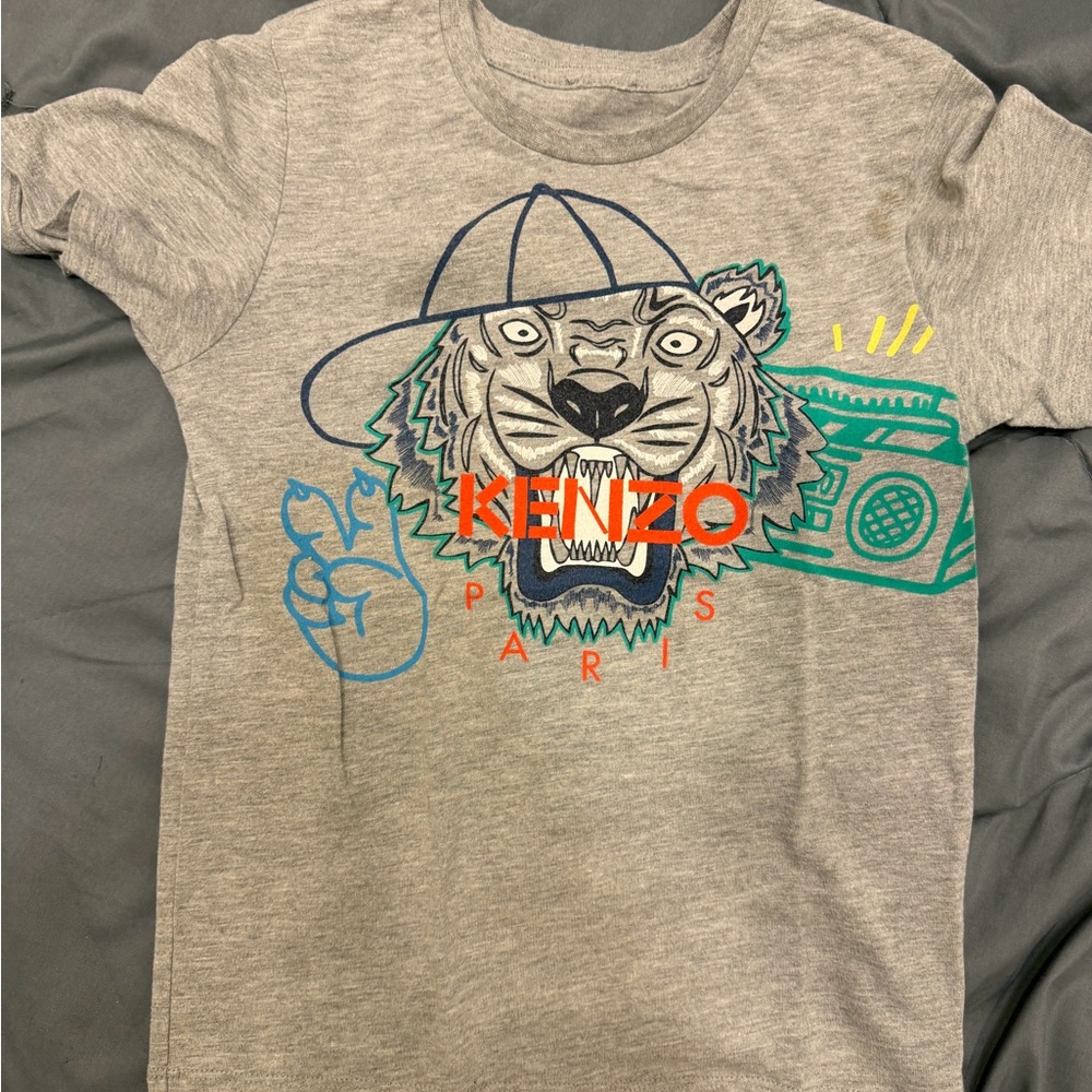 Kenzo Heather Gray Tiger Graphic Tee